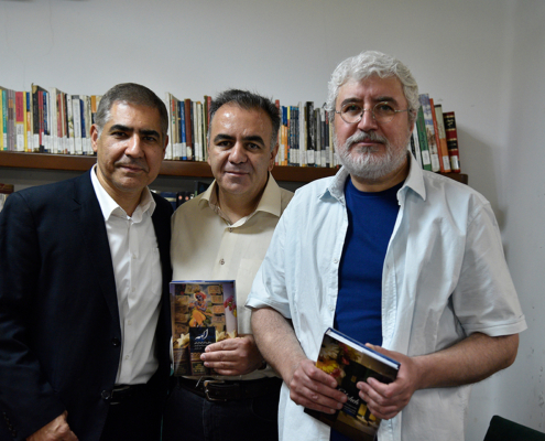 ناصر صفاریان، امید نجوان و بزرگمهر گل‌بیدی در مراسم رونمایی کتاب «الهه»